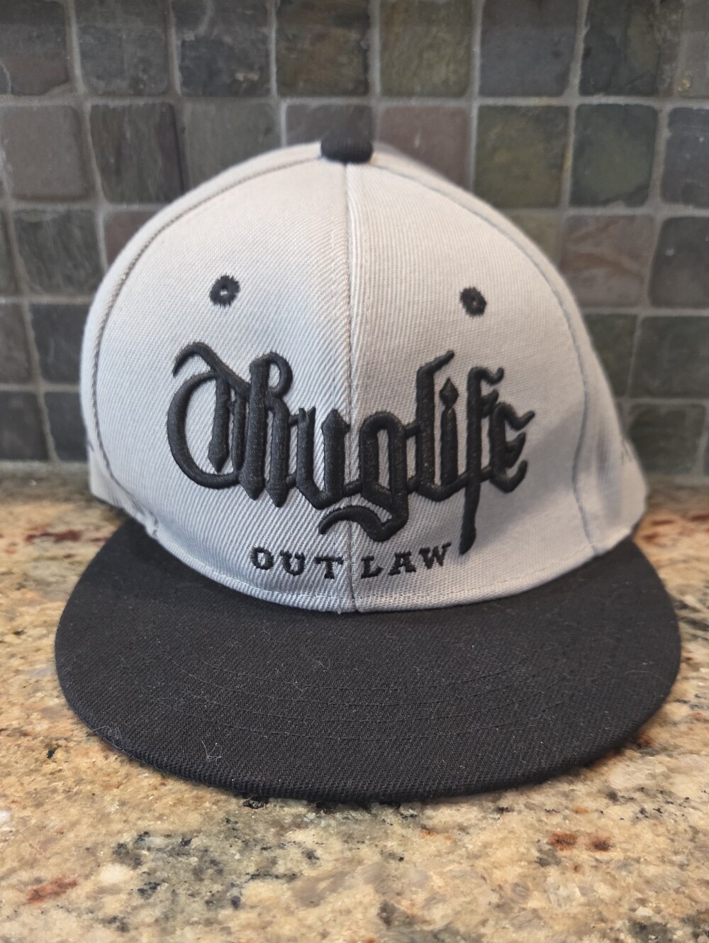 THUG LIFE OUTLAW TUPAC 2PAC EMBROIDERED SNAPBACK BASEBALL CAP HAT Brushed Gray